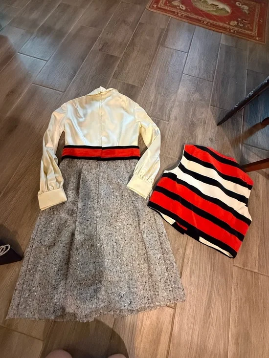 Vintage 1960s Jeremy Alan Phillips Dress, belt, vest Set, Chanel style - Picture 9 of 16